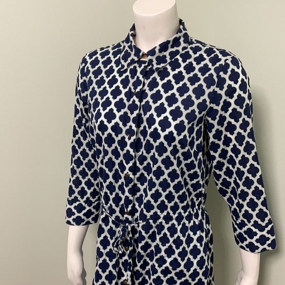 Lands’ End Navy & White Button Front Dress Coverup - Picture 2 of 9